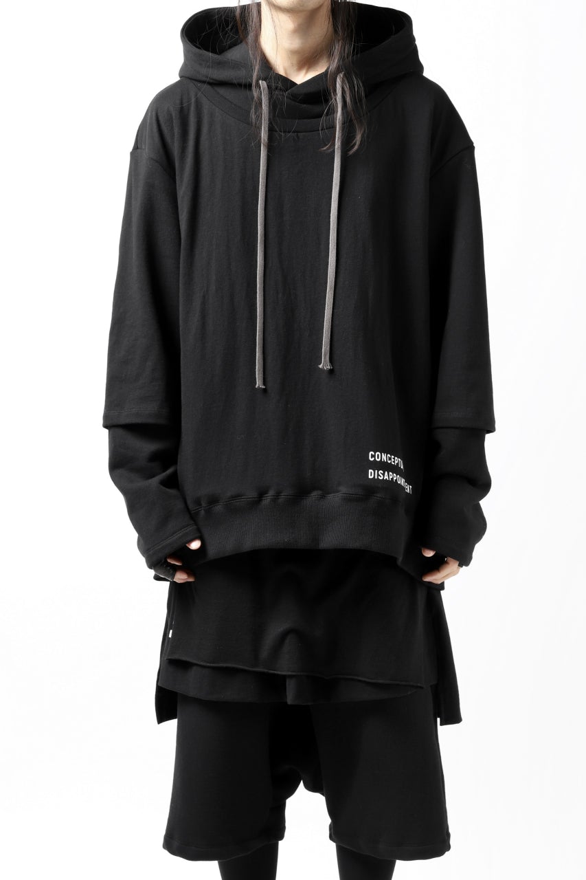 A.F ARTEFACT "Trunk-Show" BEHIND DOCKING LAYERED TEE HOODIE (BLACK)