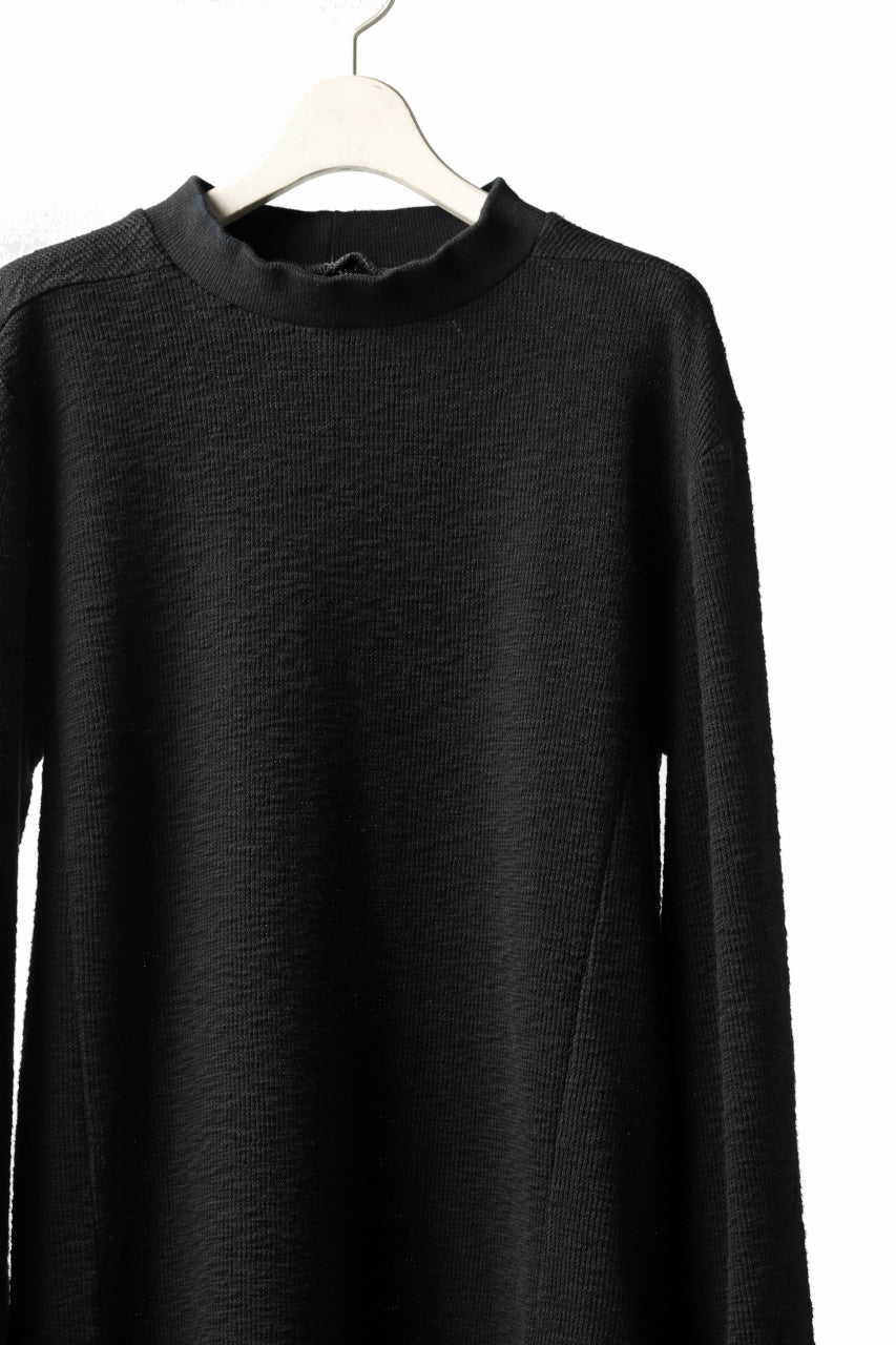 Load image into Gallery viewer, A.F ARTEFACT STAND RIB NECK TOPS / REACTIVE DYED SLAB KNIT JERSEY (BLACK)