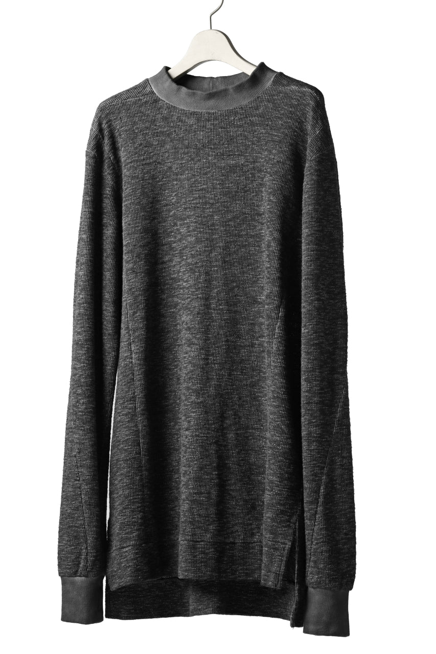 A.F ARTEFACT STAND RIB NECK TOPS / COLD DYED SLAB KNIT JERSEY (GREY)
