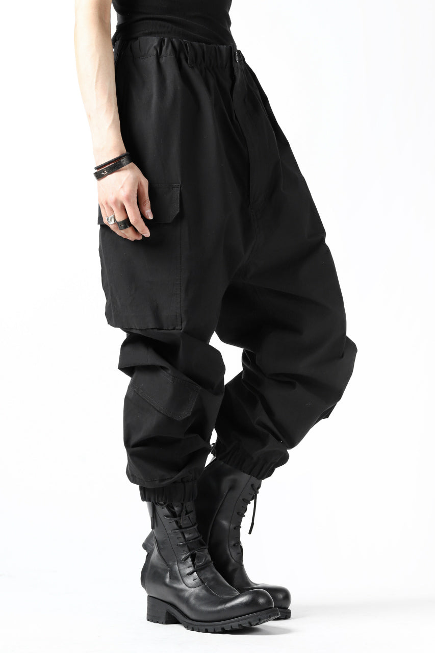 ISAMU KATAYAMA BACKLASH LOWCROTCH FIELD PANTS / STRETCH TYPEWRITER CLOTH (BLACK)