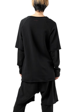 Load image into Gallery viewer, FIRST AID TO THE INJURED LAYERED SLEEVE TOPS / FRENCH TERRY + JERSEY (BLACK)