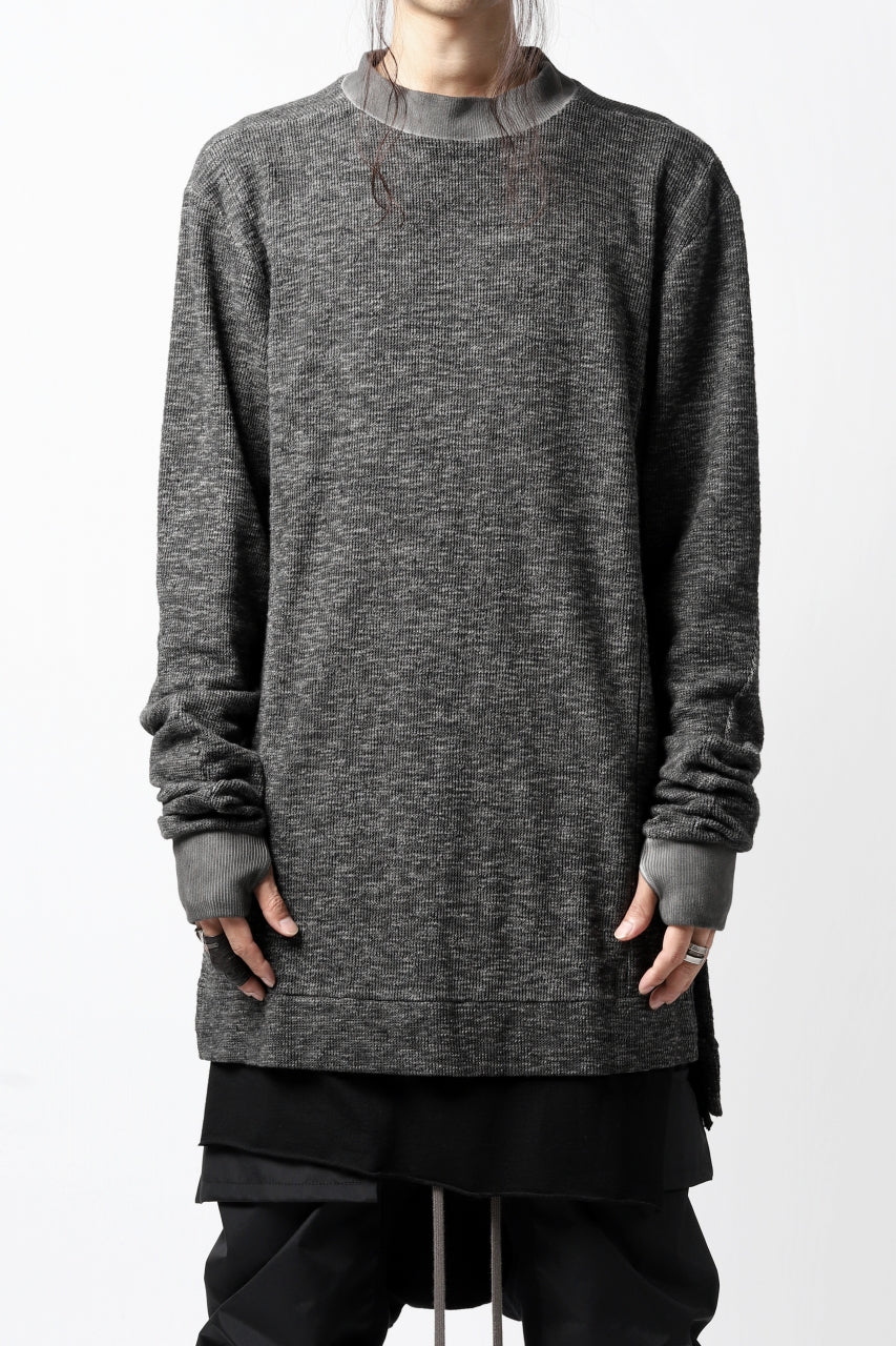 A.F ARTEFACT RIB NECK TOPS / COLD DYED SLAB KNIT JERSEY (GREY)
