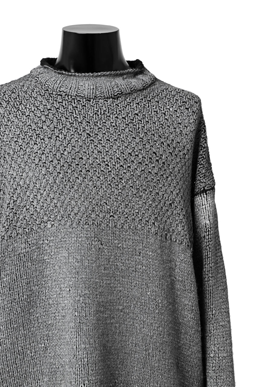 ISAMU KATAYAMA BACKLASH LOOSEY KNIT PULLOVER / PIGMENT PRINTED (BLACK)