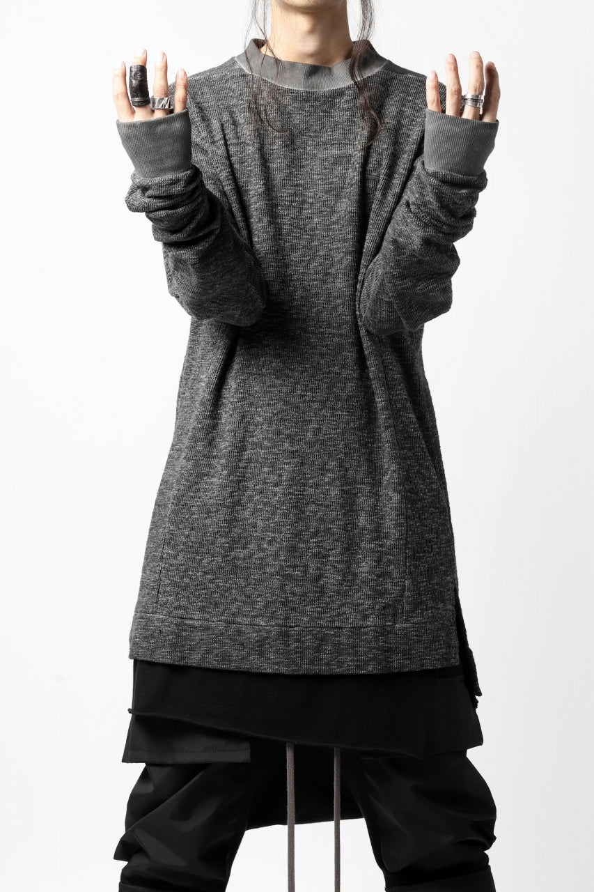 Load image into Gallery viewer, A.F ARTEFACT STAND RIB NECK TOPS / COLD DYED SLAB KNIT JERSEY (GREY)