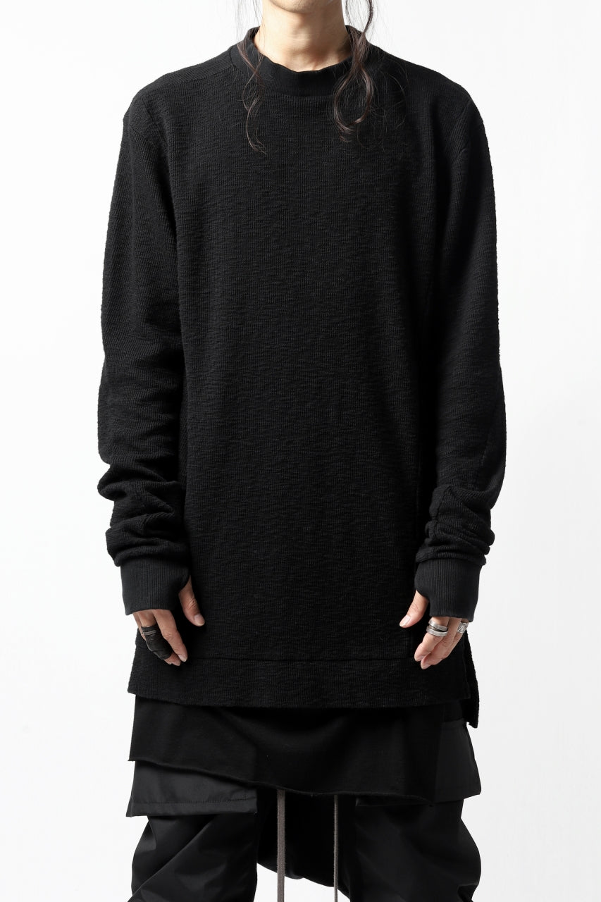 A.F ARTEFACT STAND RIB NECK TOPS / REACTIVE DYED SLAB KNIT JERSEY (BLACK)