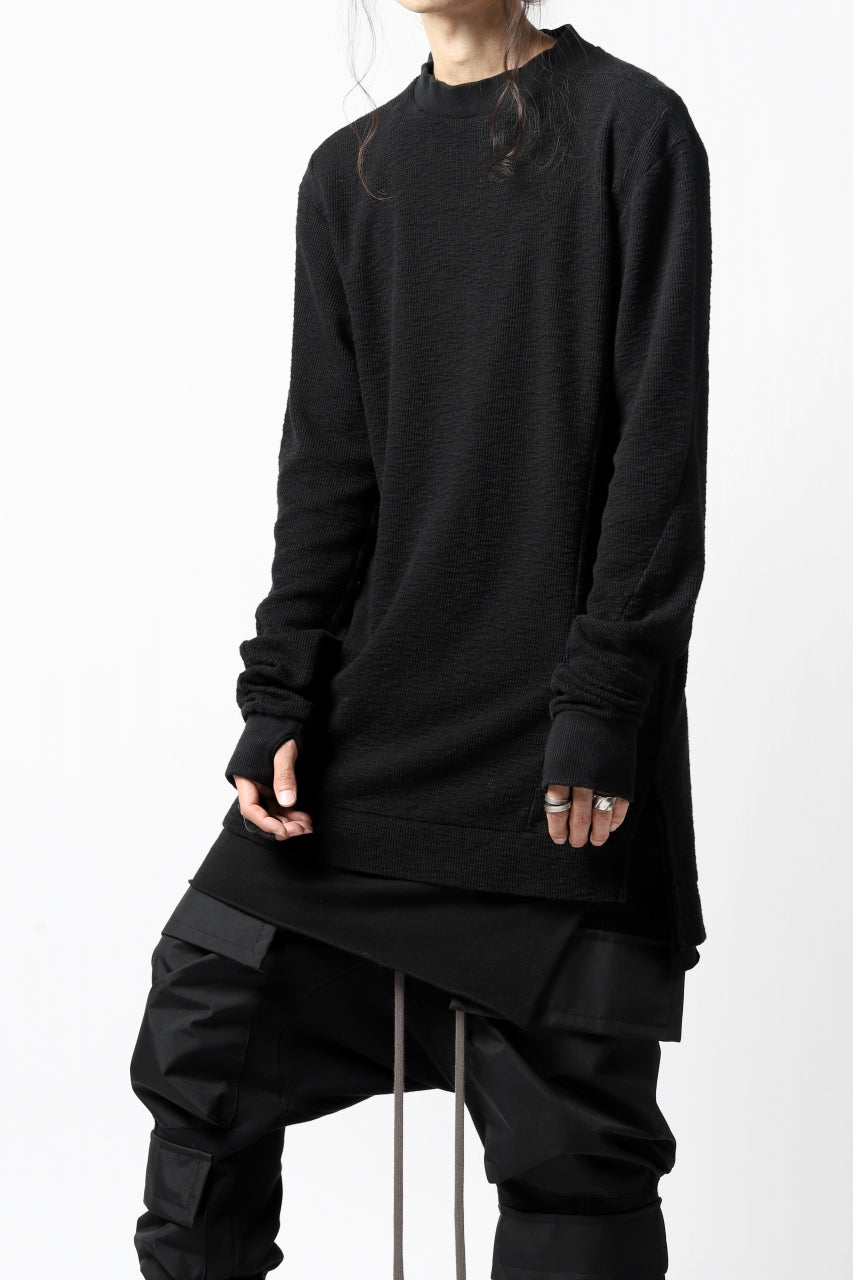 A.F ARTEFACT STAND RIB NECK TOPS / REACTIVE DYED SLAB KNIT JERSEY (BLACK)