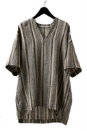 _vital exclusive minimal tunica tops / antique random stripe linen (BEIGE x BLACK)