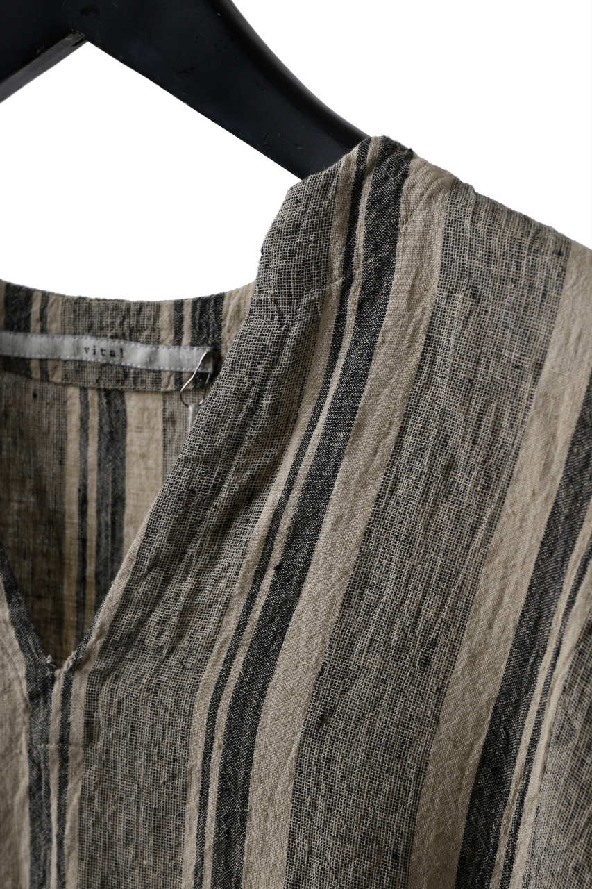 _vital exclusive minimal tunica tops / antique random stripe linen (BEIGE x BLACK)