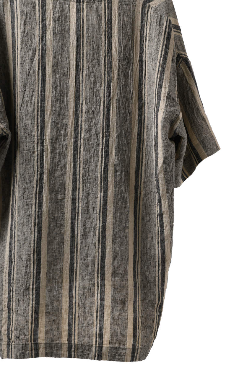 _vital exclusive minimal tunica tops / antique random stripe linen (BEIGE x BLACK)