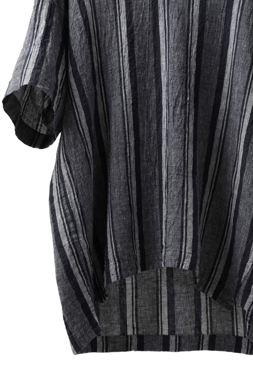 _vital exclusive minimal tunica tops / antique random stripe linen (NAVY x WHITE)