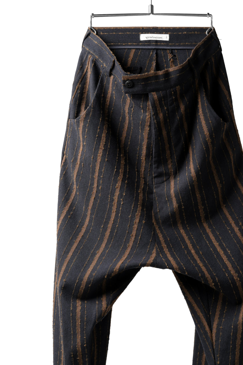 Load image into Gallery viewer, Nostra Santissima LOW CROTCH STRIPE PANTS (INDIGO x BROWN)