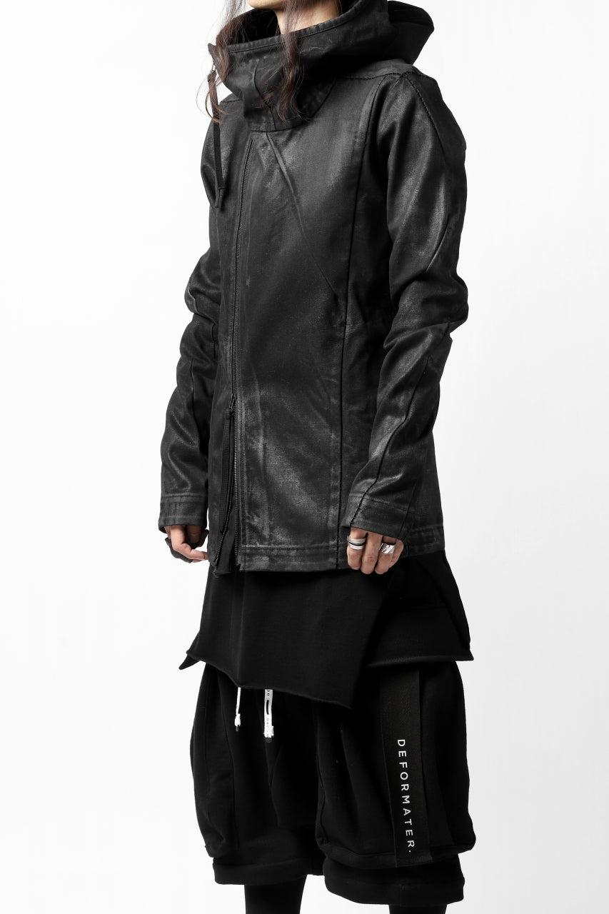 A.F ARTEFACT HOODIE BIAS FRONT BLOUSON / RESIN COATING (BLACK)