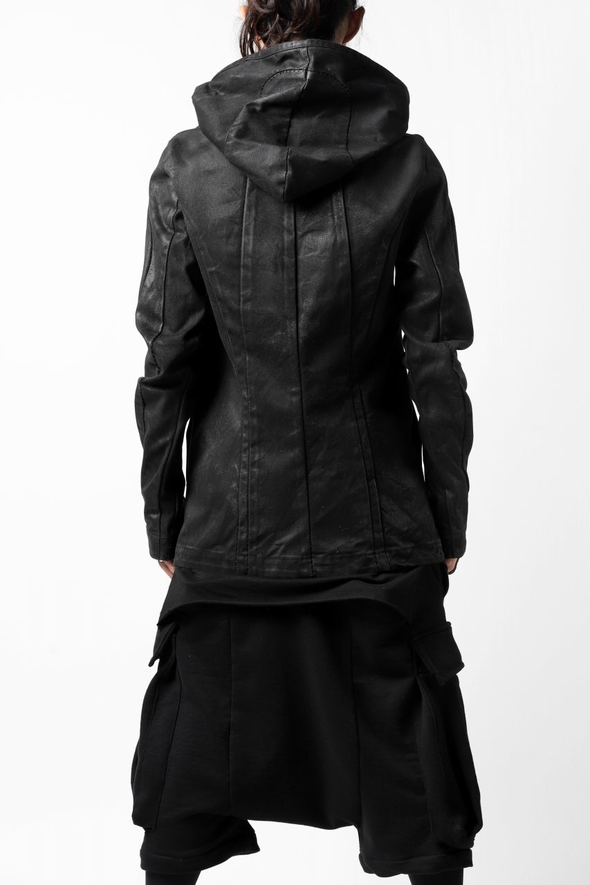 Load image into Gallery viewer, A.F ARTEFACT &quot;Trunk-Show&quot; HOODIE BIAS FRONT BLOUSON / RESIN COATING (BLACK)