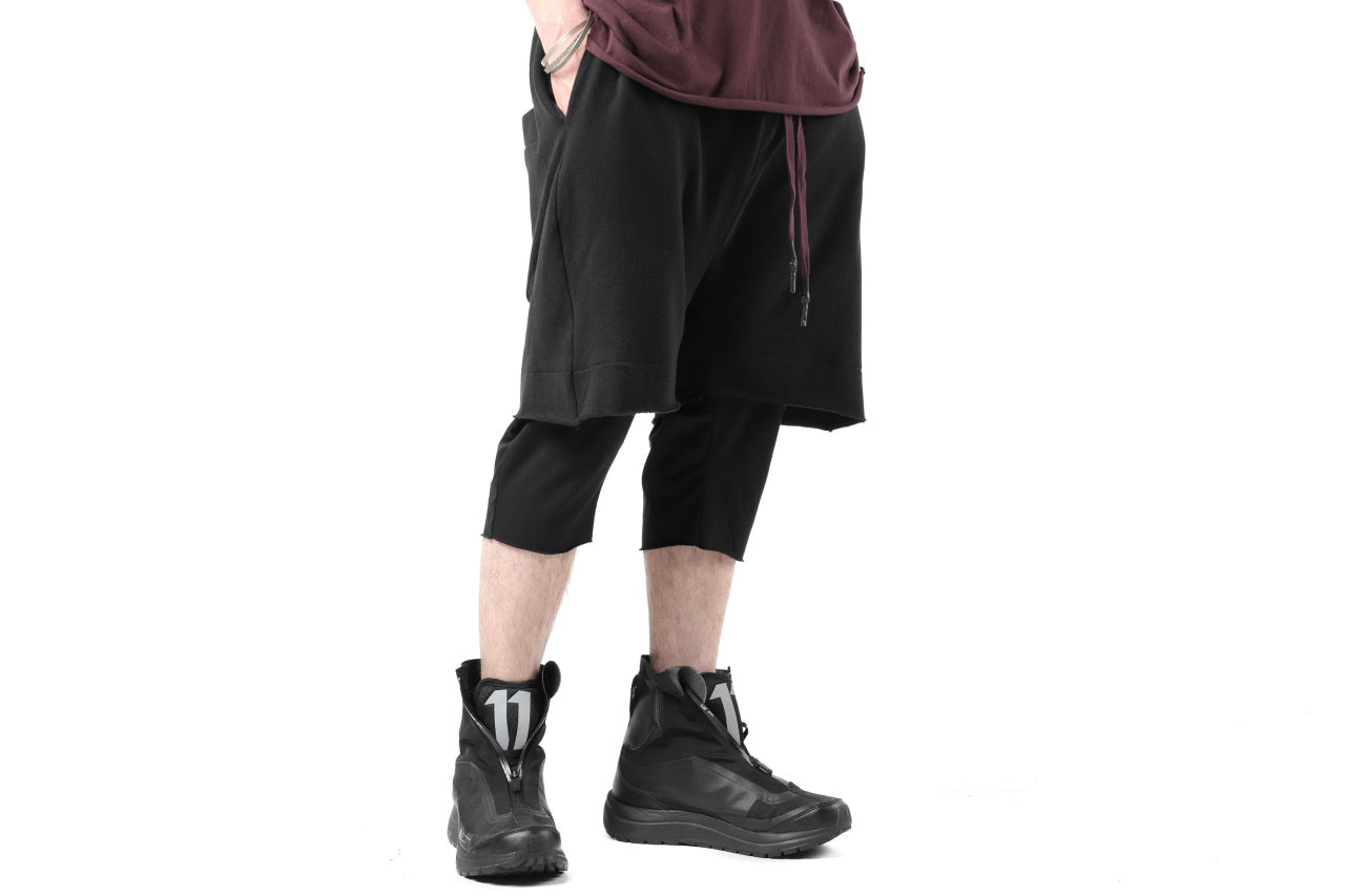 FIRST AID TO THE INJURED LAYERED SHORT PANTS / FRENCH TERRY + JERSEY (BLACK)