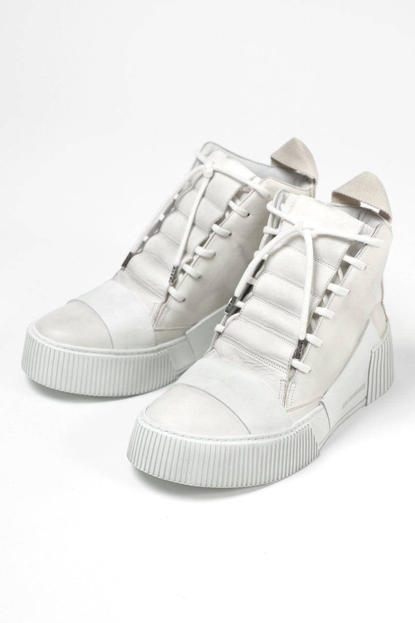 BORIS BIDJAN SABERI COW LEATHER MID CUT SNEAKER / WASHED & HAND TREATED "BAMBA1.1-SIN" (LIGHT GREY)