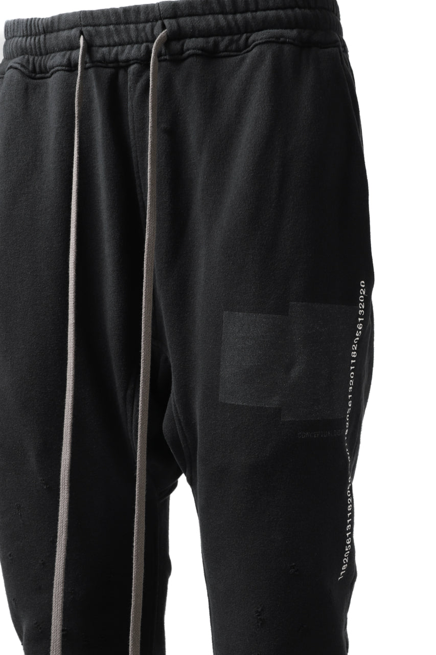 A.F ARTEFACT "FRAYED" DAMAGE SWEATER JOGGER PANTS (BLACK)