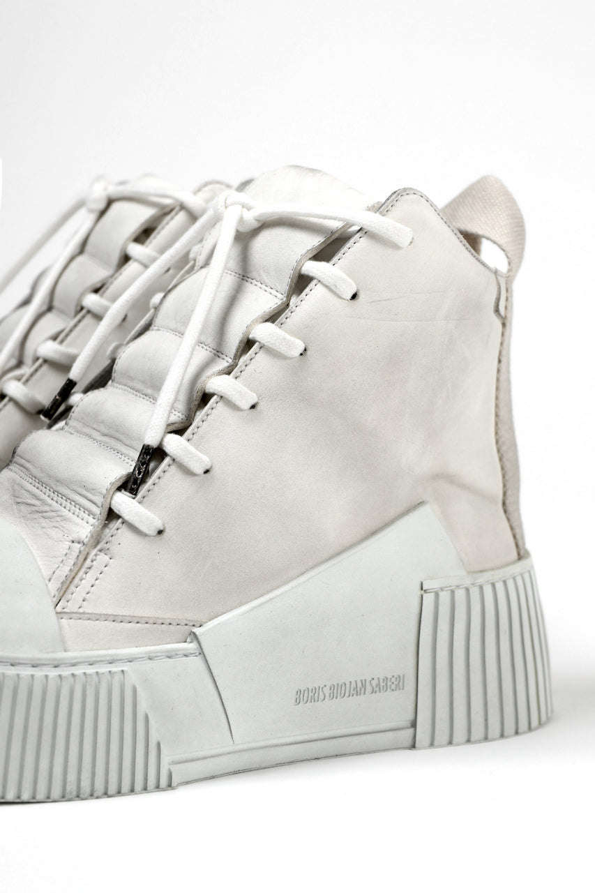 BORIS BIDJAN SABERI COW LEATHER MID CUT SNEAKER / WASHED & HAND TREATED "BAMBA1.1-SIN" (LIGHT GREY)