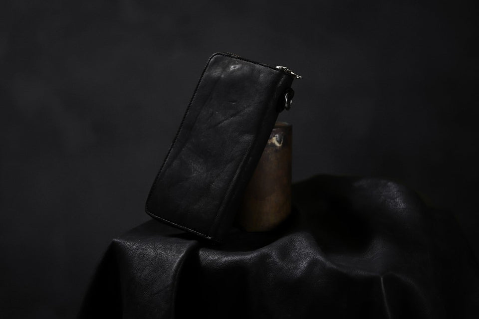 画像をギャラリービューアに読み込む, ISAMU KATAYAMA BACKLASH exclusive ROUND FASTNER WALLET / JP DOUBLE SHOULDER OBJECT DYED (BLACK)