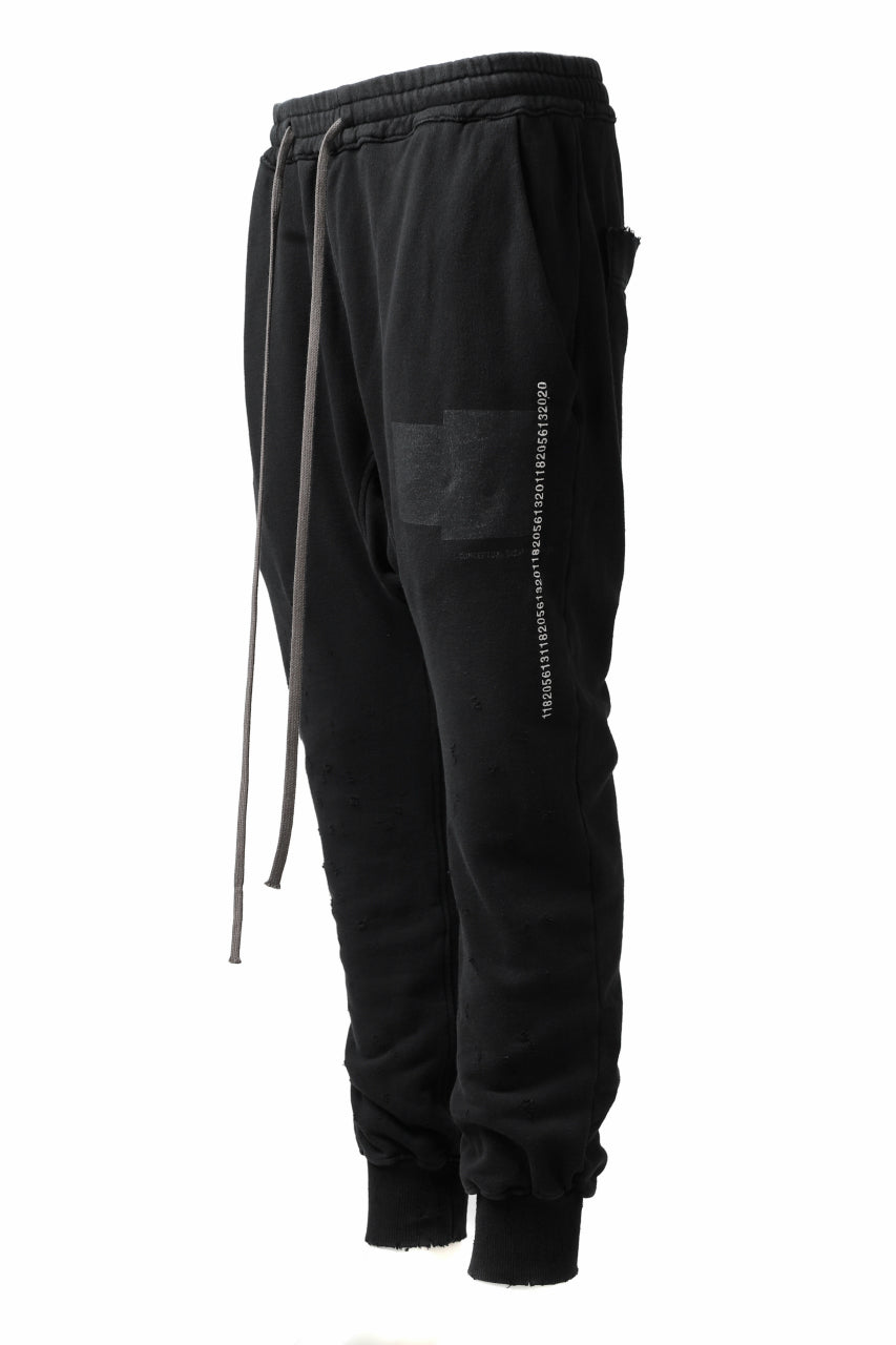 A.F ARTEFACT "FRAYED" DAMAGE SWEATER JOGGER PANTS (BLACK)