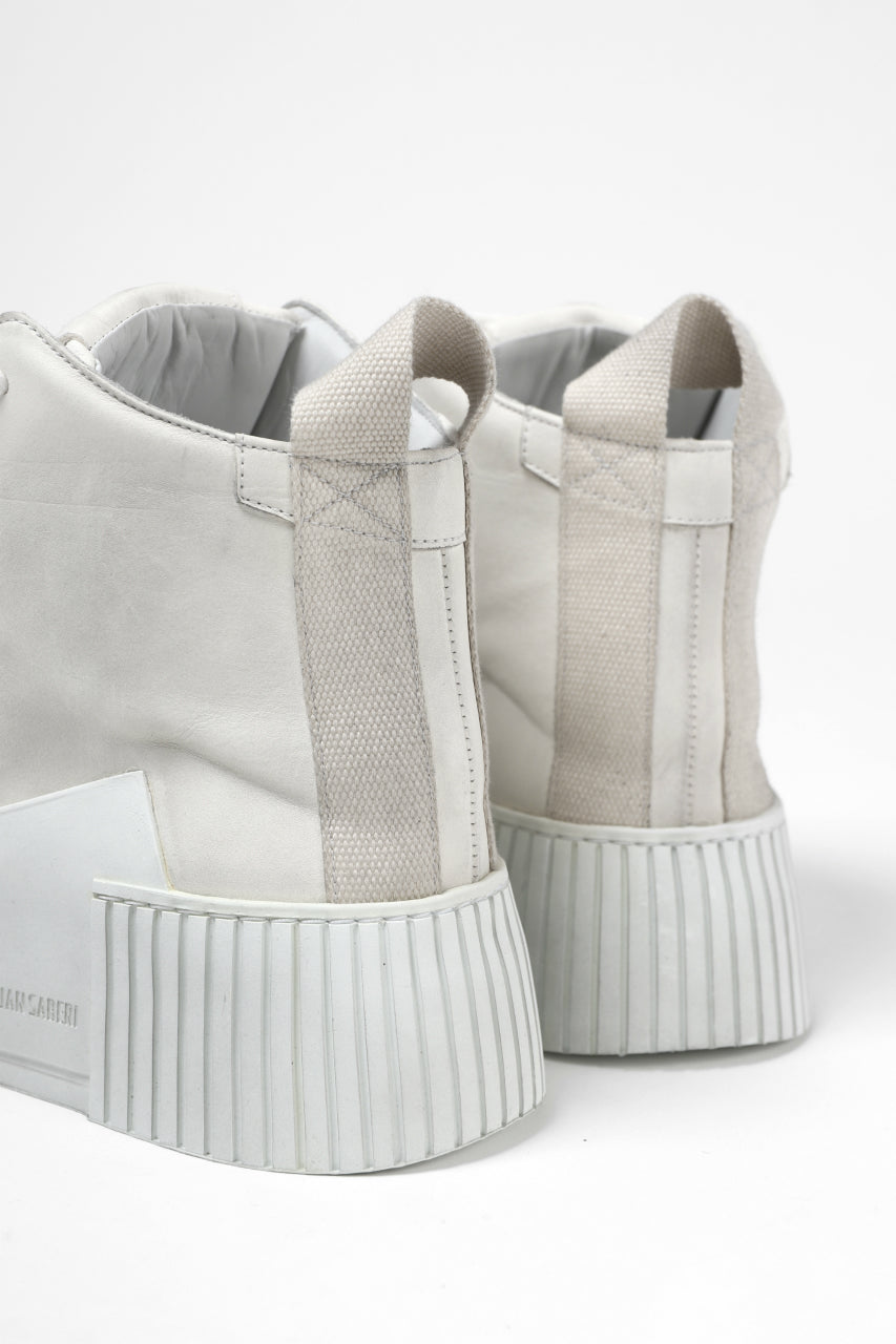 BORIS BIDJAN SABERI COW LEATHER MID CUT SNEAKER / WASHED & HAND TREATED "BAMBA1.1-SIN" (LIGHT GREY)