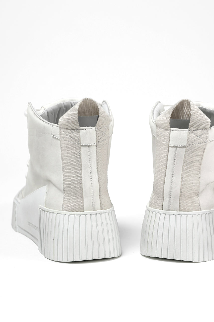 BORIS BIDJAN SABERI COW LEATHER MID CUT SNEAKER / WASHED & HAND TREATED "BAMBA1.1-SIN" (LIGHT GREY)