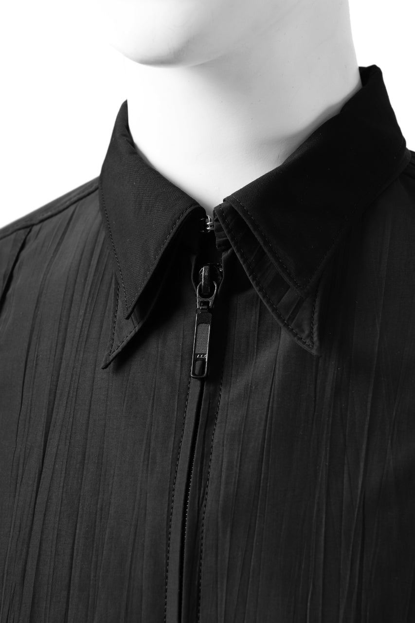 Load image into Gallery viewer, Y&#39;s.... DOUBLE LAYER SHORT SLEEVE SHIRT / NYLON COTTON TYPEWRITER WRINKLE (BLACK)