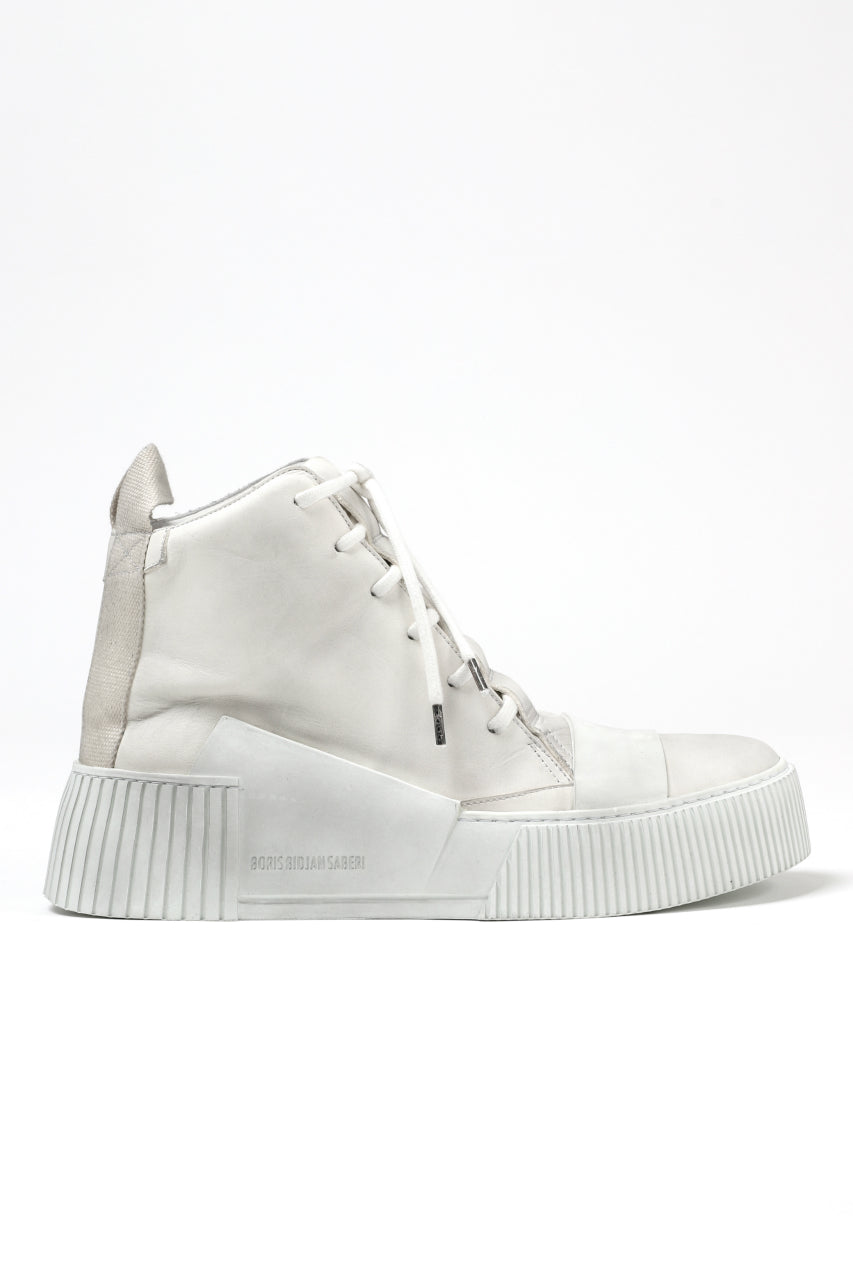 BORIS BIDJAN SABERI COW LEATHER MID CUT SNEAKER / WASHED & HAND TREATED "BAMBA1.1-SIN" (LIGHT GREY)