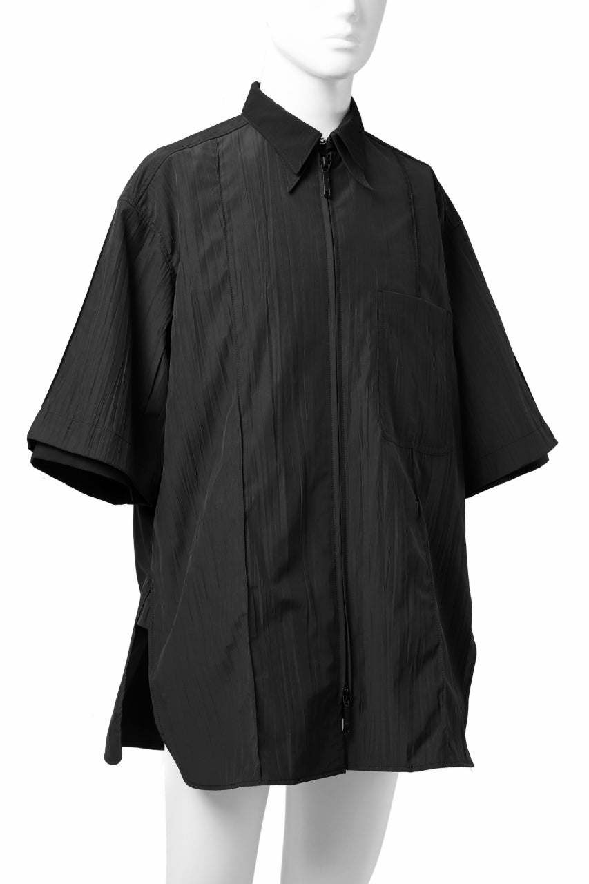 Y's.... WRINKLE TEXTURE LAYERED H/S SHIRT (BLACK)