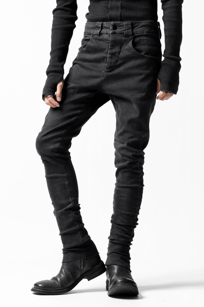 Load image into Gallery viewer, thomkrom OVER LOCKED SKINNY TROUSERS /  HYPER STRETCH DENIM (BLACK)