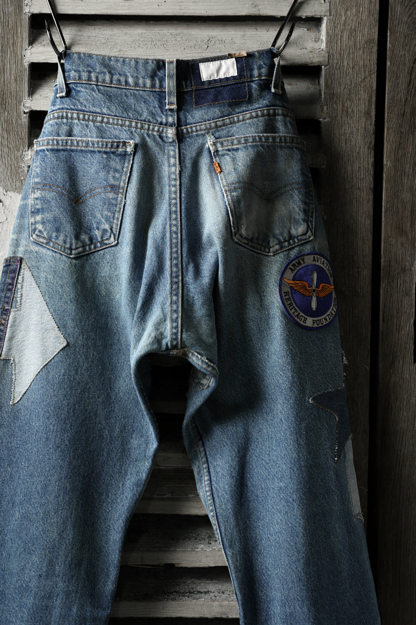 CHANGES VINTAGE REMAKE PATCHWORK DENIM TAPERED PANTS / VINTAGE DENIM (INDIGO #B)