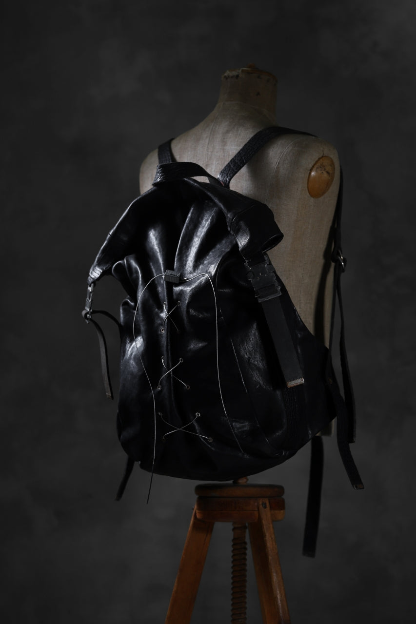 ierib roll top ruck sack / Oiled Horse Leather (BLACK)