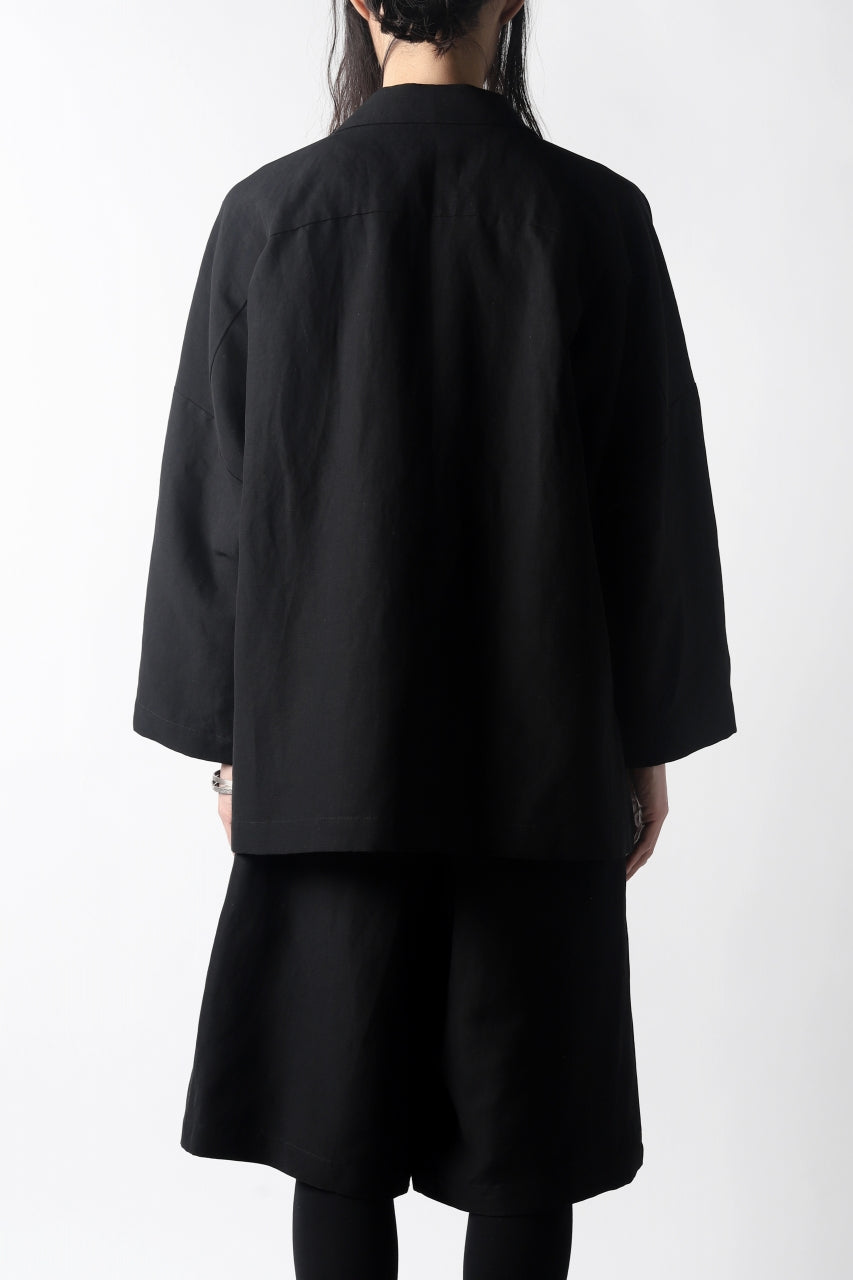 KAZUYUKI KUMAGAI Relax Short Shirt Jacket / Strong Twist C/Li Ox (BLACK)