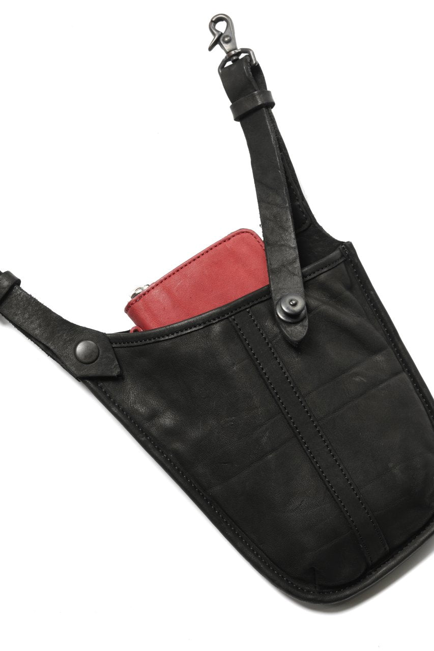 ISAMU KATAYAMA BACKLASH WAIST-HANG BAG / DOUBLE SHOULDER OBJECT DYED (BLACK)