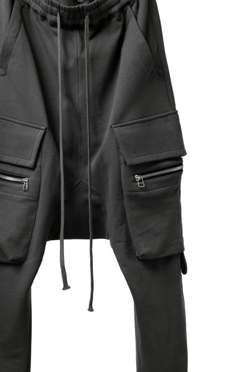 A.F ARTEFACT ZIPPER SARROUEL CARGO PANTS / COTTON SWEAT (GREY)