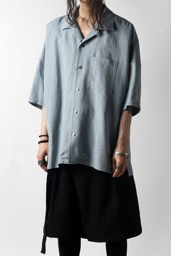 画像をギャラリービューアに読み込む, KAZUYUKI KUMAGAI Drop Shoulder Open Collar SS Shirt / Rayon Linen Tumbler (LIGHT BLUE)