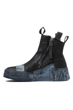 Load image into Gallery viewer, BORIS BIDJAN SABERI COW LEATHER SIDE ZIP HIGH SNEAKER / OBJECT DYED &amp; HAND TREATED &quot;BAMBA3.1-PUNCHING&quot; (BLACK)