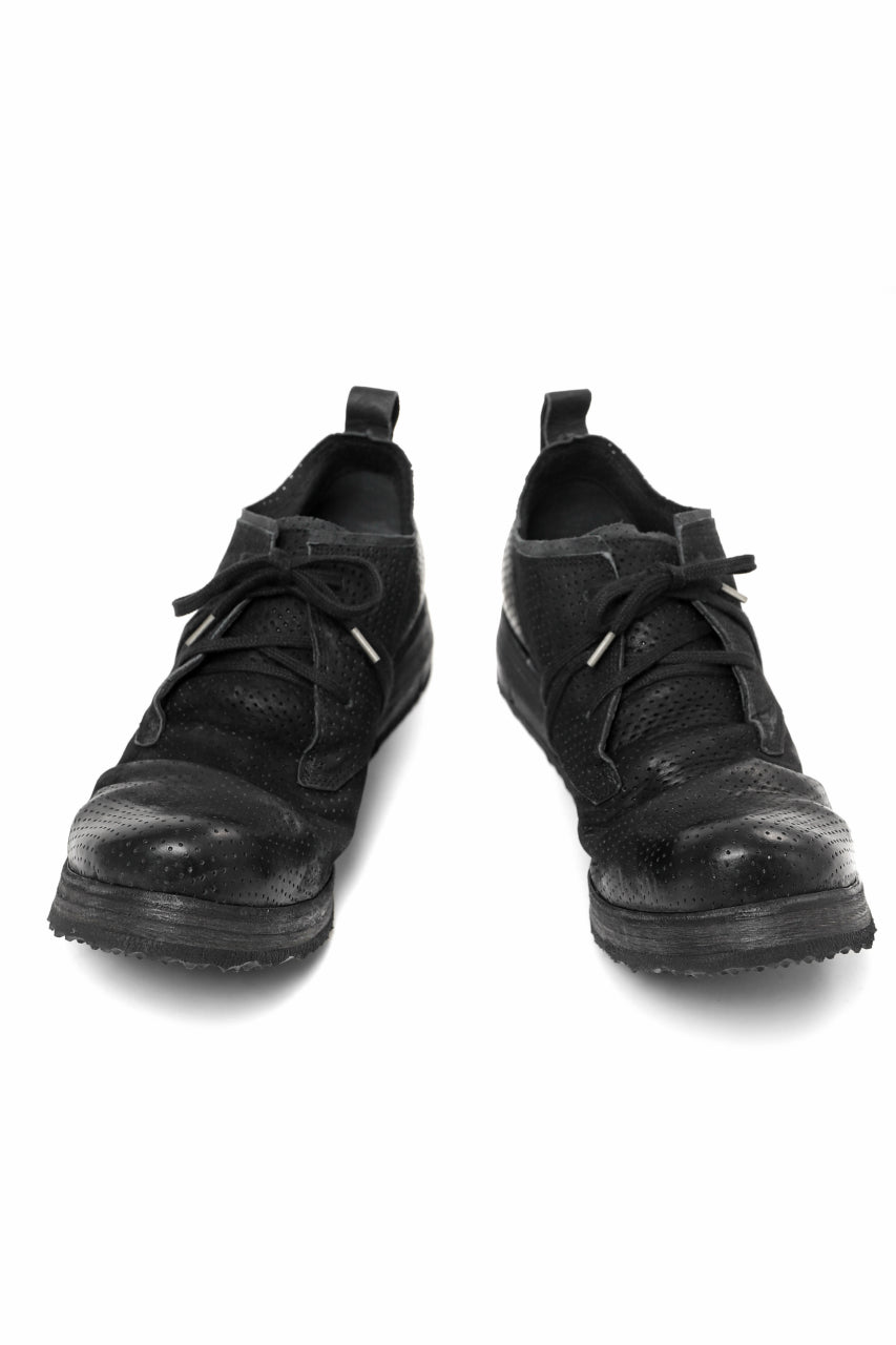 BORIS BIDJAN SABERI HORSE PUNCHING LEATHER DERBY SHOES / WASHED & HAND-TREATED "SHOE1-SIN" (BLACK)