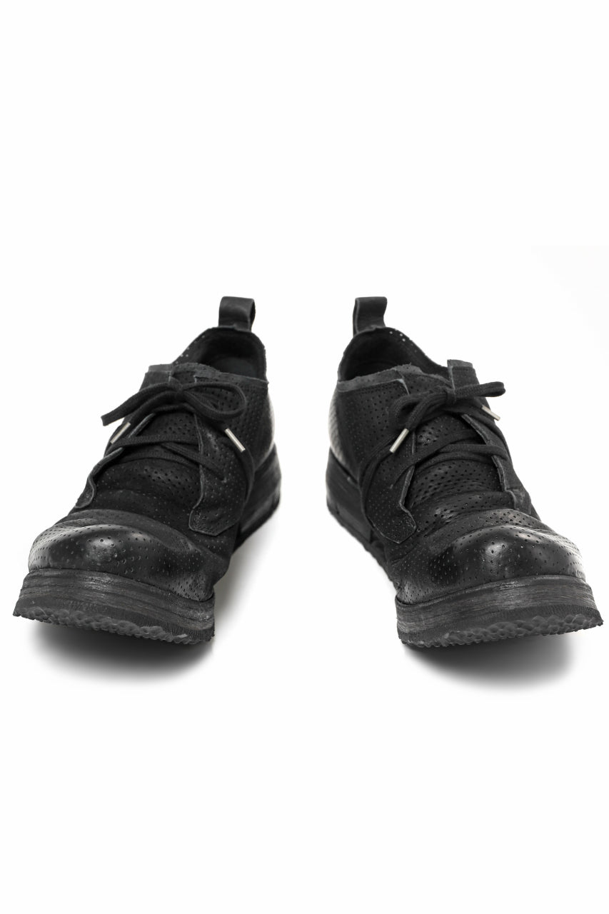 画像をギャラリービューアに読み込む, BORIS BIDJAN SABERI HORSE PUNCHING LEATHER DERBY SHOES / WASHED &amp; HAND-TREATED &quot;SHOE1-SIN&quot; (BLACK)