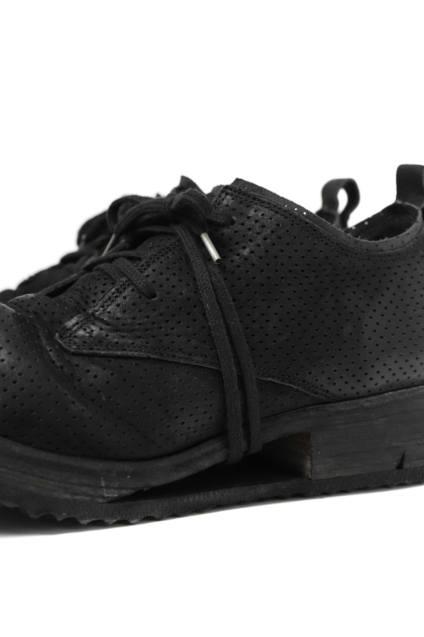 BORIS BIDJAN SABERI HORSE PUNCHING LEATHER DERBY SHOES / WASHED & HAND-TREATED "SHOE1-SIN" (BLACK)