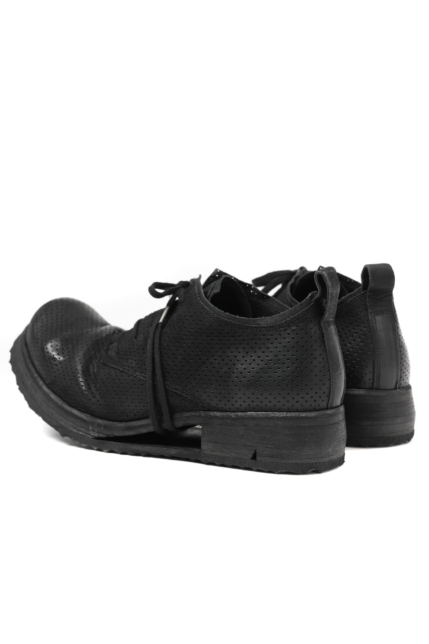 BORIS BIDJAN SABERI HORSE PUNCHING LEATHER DERBY SHOES / WASHED & HAND-TREATED "SHOE1-SIN" (BLACK)