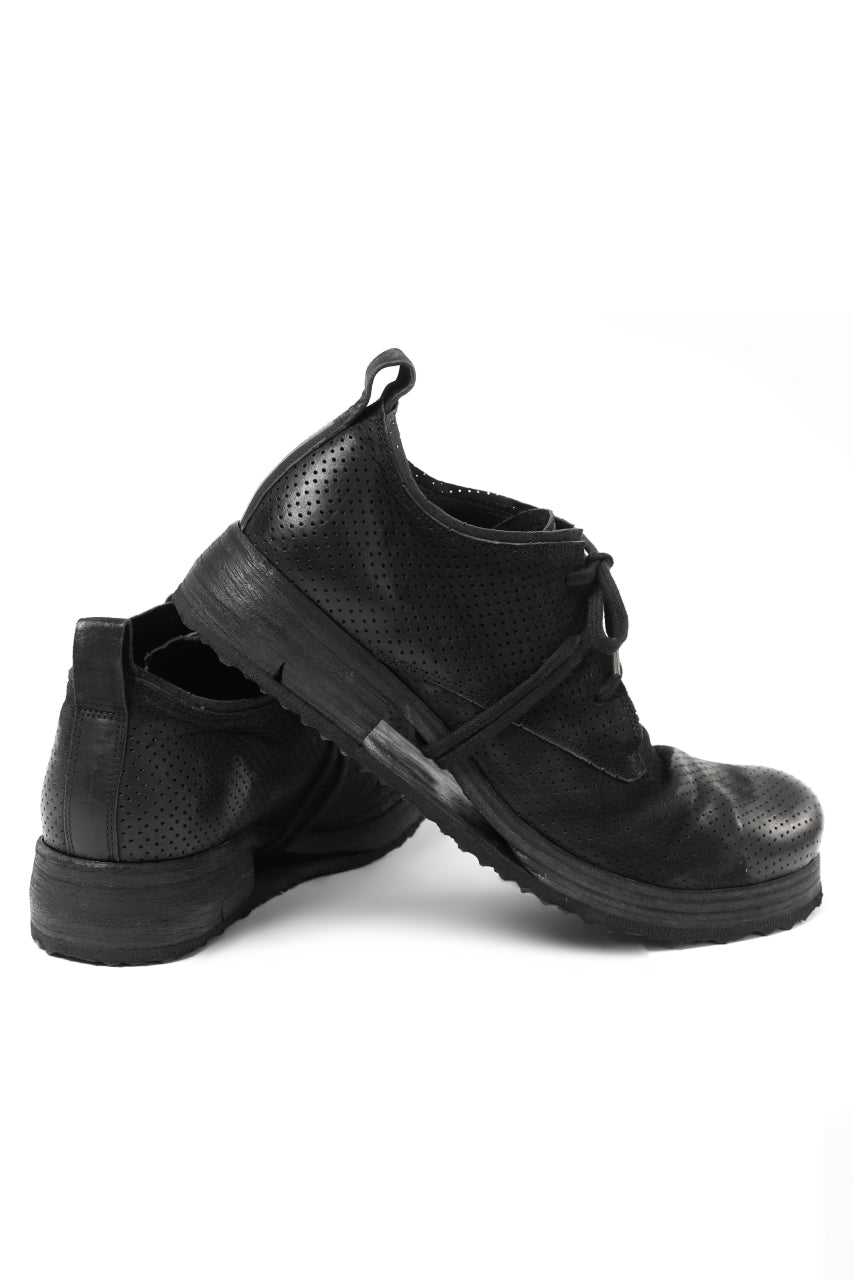 BORIS BIDJAN SABERI HORSE PUNCHING LEATHER DERBY SHOES / WASHED & HAND-TREATED "SHOE1-SIN" (BLACK)