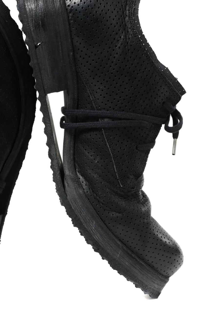 BORIS BIDJAN SABERI HORSE PUNCHING LEATHER DERBY SHOES / WASHED & HAND-TREATED "SHOE1-SIN" (BLACK)