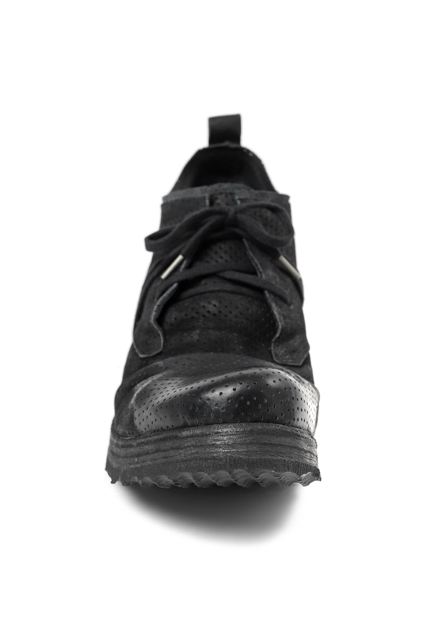 BORIS BIDJAN SABERI HORSE PUNCHING LEATHER DERBY SHOES / WASHED & HAND-TREATED "SHOE1-SIN" (BLACK)