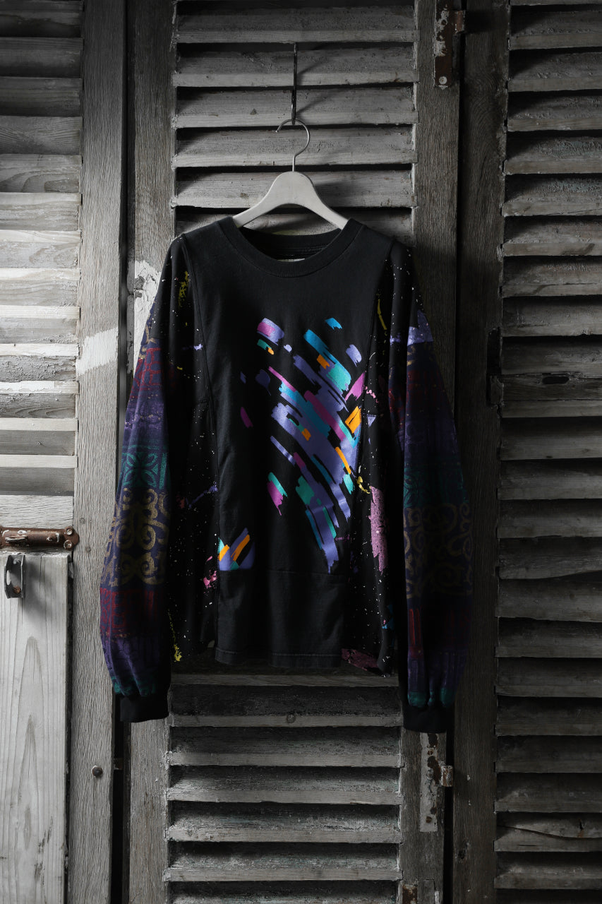 Load image into Gallery viewer, CHANGES VINTAGE REMAKE QUARTET PANEL LONG SLEEVE TEE (MULTI BLACK #A)