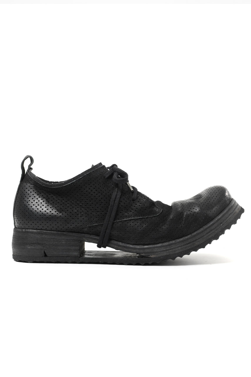 BORIS BIDJAN SABERI HORSE PUNCHING LEATHER DERBY SHOES / WASHED & HAND-TREATED "SHOE1-SIN" (BLACK)