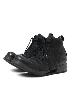 画像をギャラリービューアに読み込む, BORIS BIDJAN SABERI HORSE PUNCHING LEATHER LACE UP MIDDLE BOOTS / WASHED &amp; HAND-TREATED &quot;BOOTS4-SIN&quot; (BLACK)