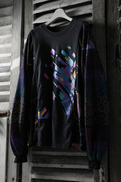 Load image into Gallery viewer, CHANGES VINTAGE REMAKE QUARTET PANEL LONG SLEEVE TEE (MULTI BLACK #A)