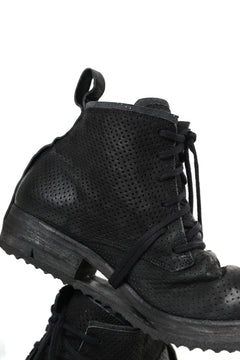 画像をギャラリービューアに読み込む, BORIS BIDJAN SABERI HORSE PUNCHING LEATHER LACE UP MIDDLE BOOTS / WASHED &amp; HAND-TREATED &quot;BOOTS4-SIN&quot; (BLACK)