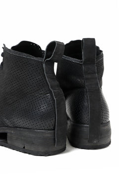 画像をギャラリービューアに読み込む, BORIS BIDJAN SABERI HORSE PUNCHING LEATHER LACE UP MIDDLE BOOTS / WASHED &amp; HAND-TREATED &quot;BOOTS4-SIN&quot; (BLACK)