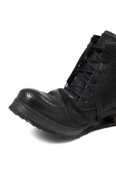 画像をギャラリービューアに読み込む, BORIS BIDJAN SABERI HORSE PUNCHING LEATHER LACE UP MIDDLE BOOTS / WASHED &amp; HAND-TREATED &quot;BOOTS4-SIN&quot; (BLACK)